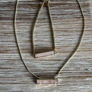 Kendra Scott Rose Quartz Necklace and Bracelet Set